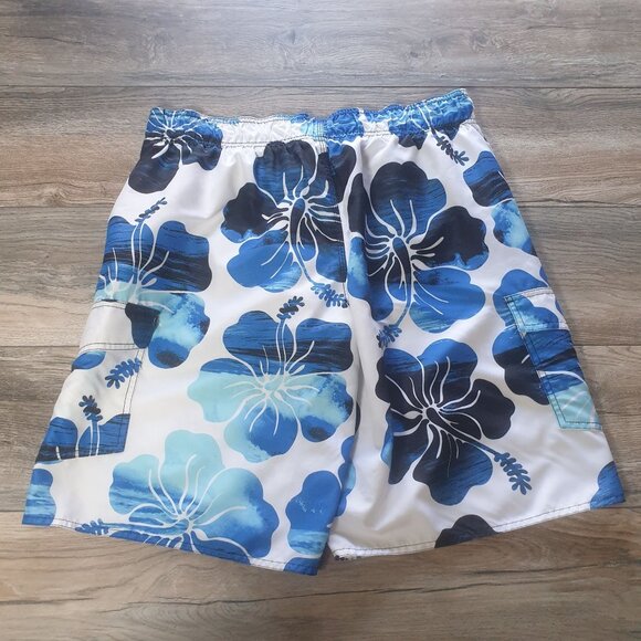 Board Shorts Men Hang Ten Large Blue Floral Hawaiian Swim Trunks 36 In Waist - Picture 4 of 5